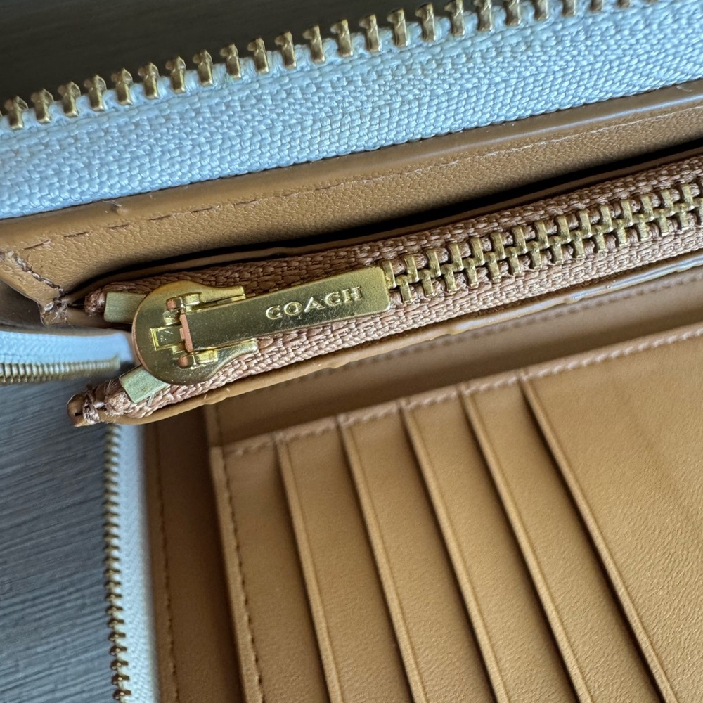 COACH Floral Print Leather Zip Around Wallet - Picture 13 of 16